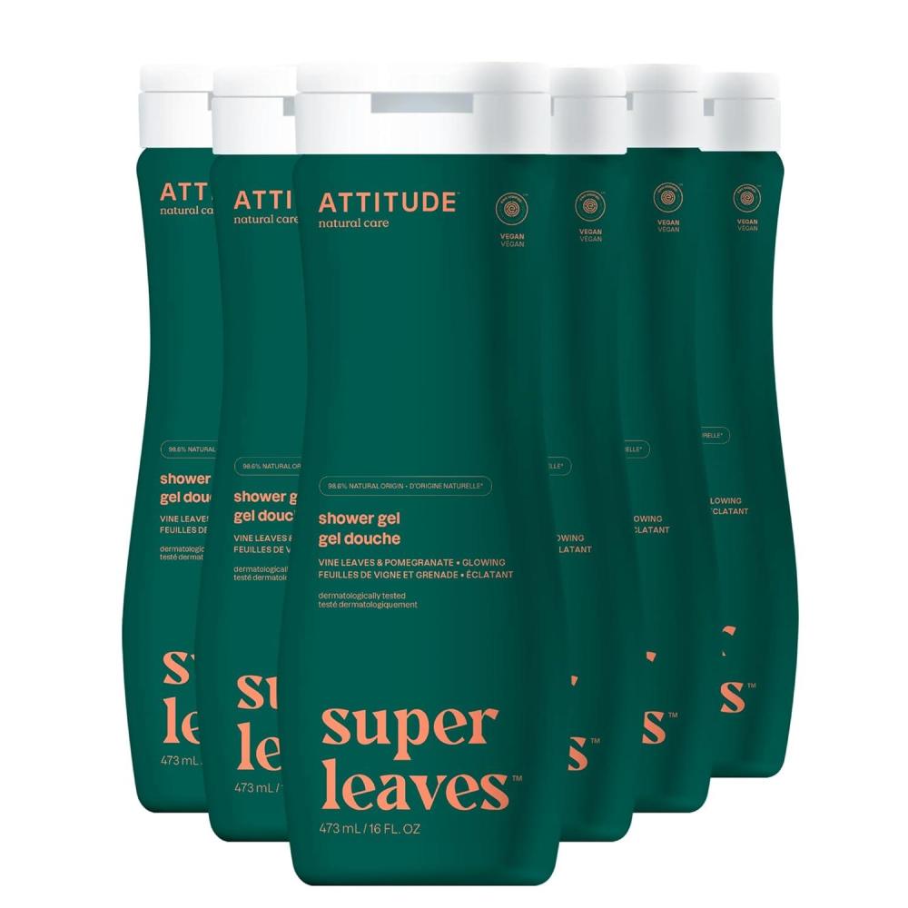 image:imageATTITUDE Body Wash EWG Verified Shower Gel Dermatologically Tested Plant and MineralBased Vegan Personal Care Products Pear amp Amber Scent 16 Fl Oz Pack of 6Red Vine Leaves