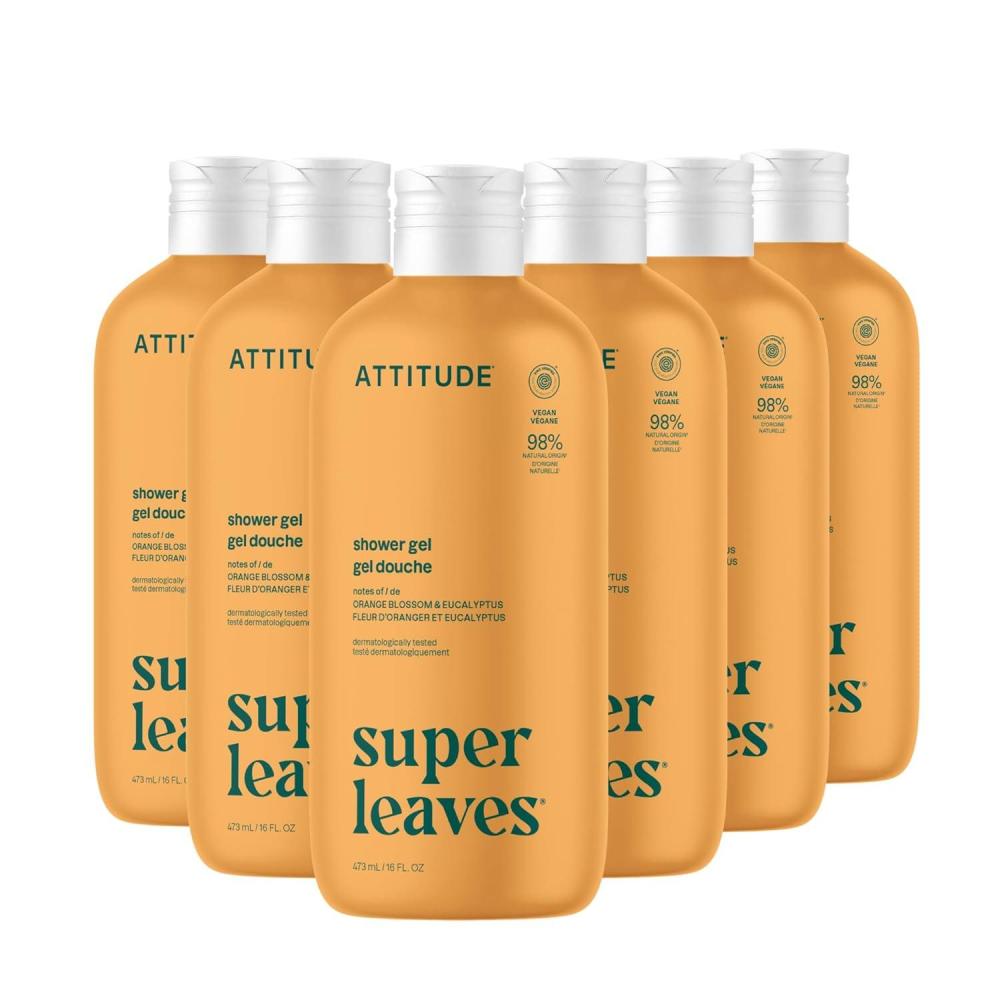 image:imageATTITUDE Body Wash EWG Verified Shower Gel Dermatologically Tested Plant and MineralBased Vegan Personal Care Products Pear amp Amber Scent 16 Fl Oz Pack of 6Orange Blossom  Eucalyptus