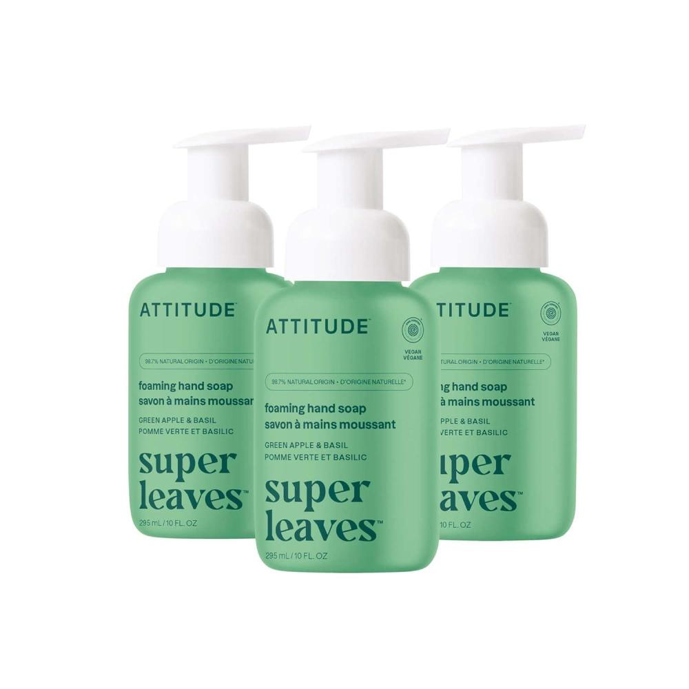 image:imageATTITUDE Foaming Hand Soap EWG Verified Plant and MineralBased Ingredients Vegan and Crueltyfree Personal Care Products Pink Grapefruit 10 Fl Oz Pack of 3Green Apple  Basil