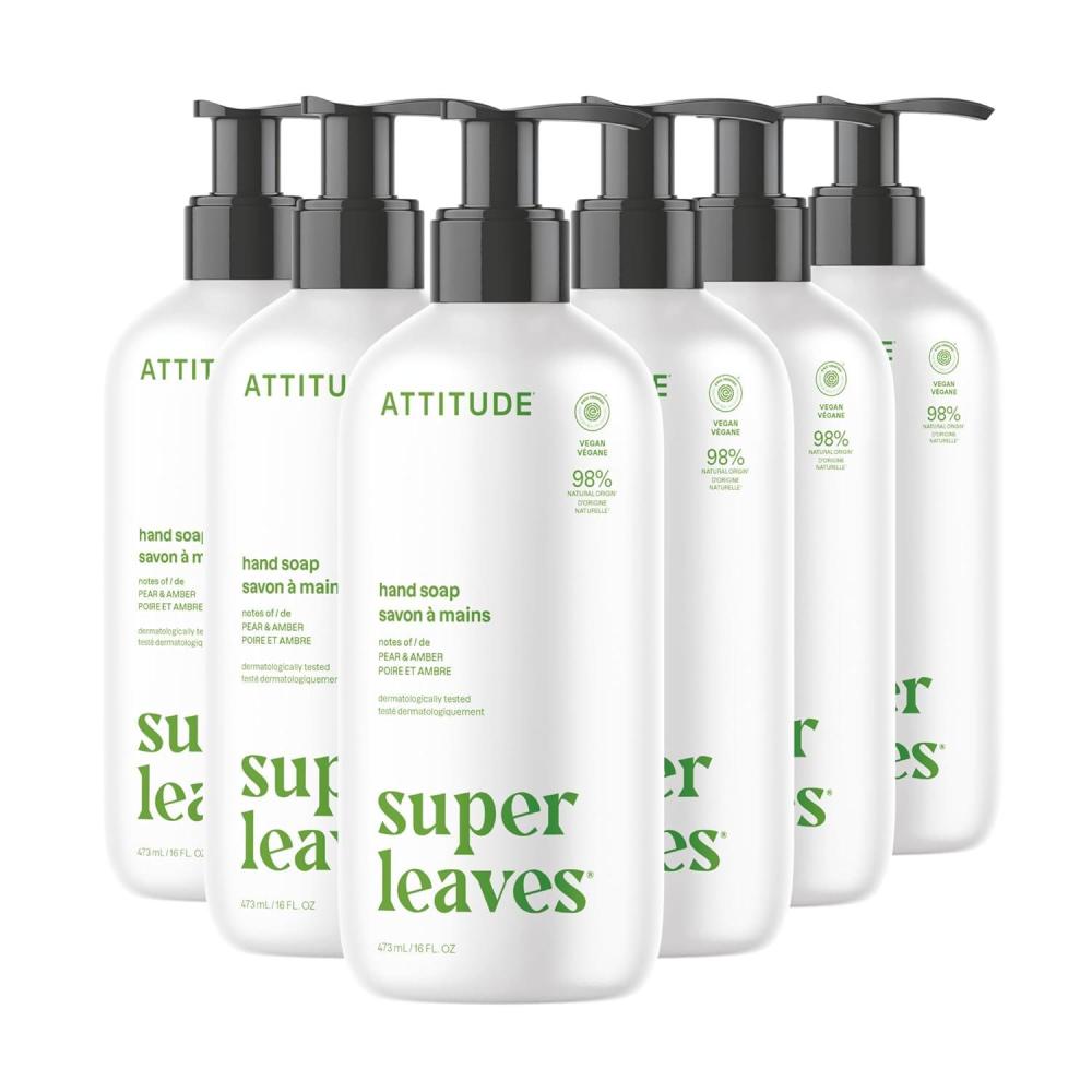 image:imageATTITUDE Liquid Hand Soap EWG Verified Plant and MineralBased Vegan Personal Care Products Earl Grey amp Fresh Cucumber Scent 16 Fl Oz Pack of 6Pear  Amber