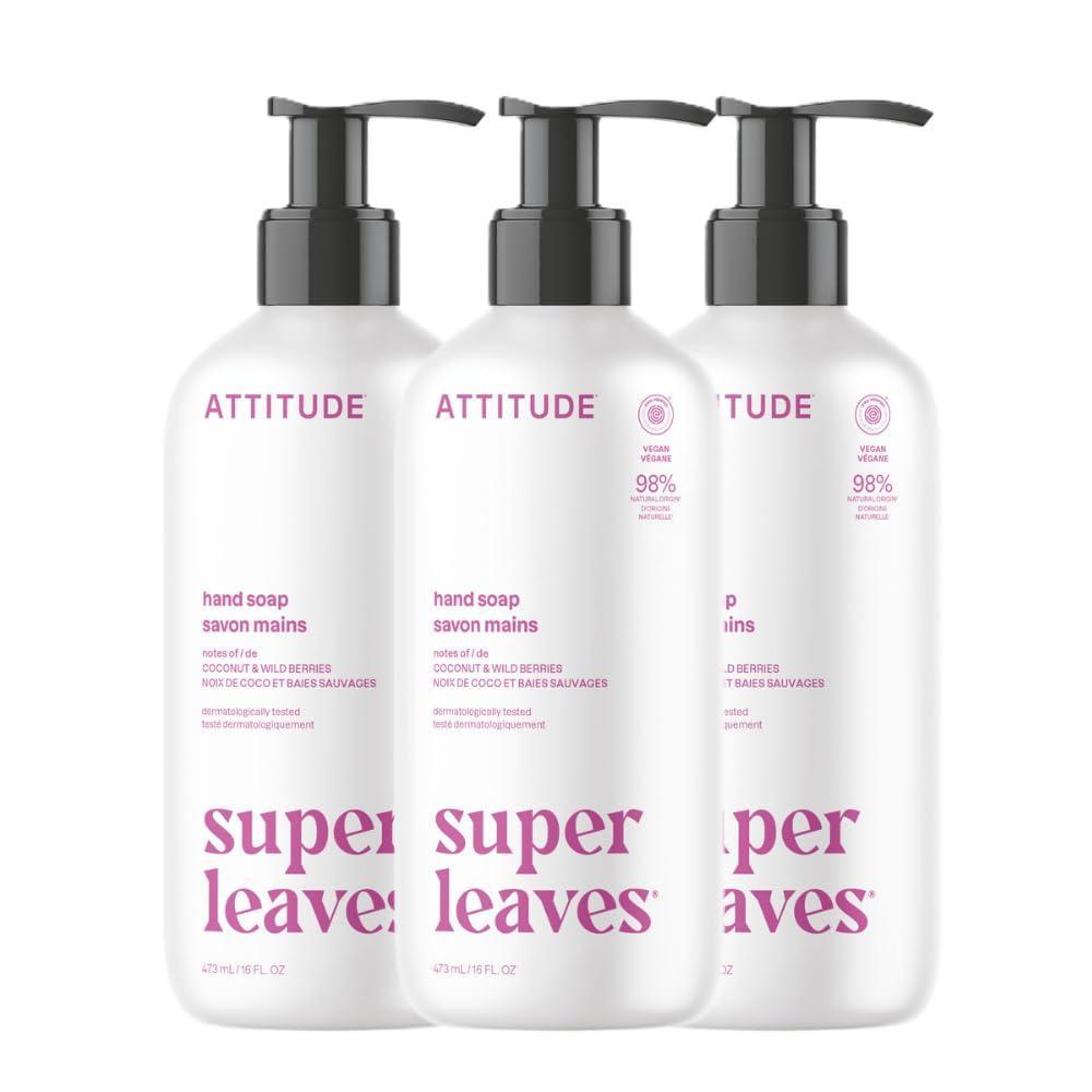 image:imageATTITUDE Liquid Hand Soap EWG Verified Plant and MineralBased Vegan Personal Care Products Orange Blossom amp Eucalyptus 16 Fl Oz Pack of 3White Tea Leaves