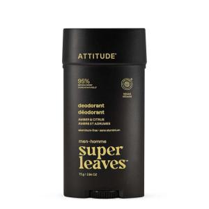 ATTITUDE Aluminum-Free Deodorant for Men, 95% Natural Origin Ingredients, EWG Verified, Plant Based Odor Control, With Baking Soda, 2.64 Oz(Amber & Citrus)