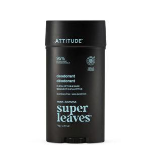 ATTITUDE Aluminum-Free Deodorant for Men, 95% Natural Origin Ingredients, EWG Verified, Plant Based Odor Control, With Baking Soda, 2.64 Oz(Eucalyptus & Sage)
