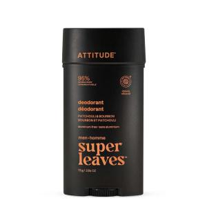 ATTITUDE Aluminum-Free Deodorant for Men, 95% Natural Origin Ingredients, EWG Verified, Plant Based Odor Control, With Baking Soda, 2.64 Oz(Patchouli & Bourbon)