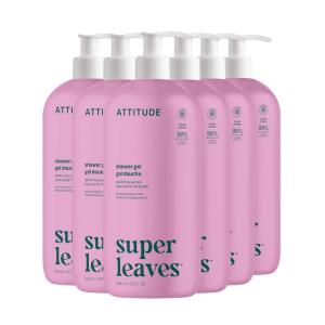 ATTITUDE Body Wash, EWG Verified Shower Gel, Dermatologically Tested, Plant and Mineral-Based, Vegan Personal Care Products, Orange Blossom & Eucalyptus, 32 Fl Oz (Pack of 6)(White Tea Leaves)