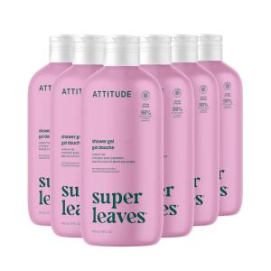 ATTITUDE Body Wash, EWG Verified Shower Gel, Dermatologically Tested, Plant and Mineral-Based, Vegan Personal Care Products, Pear & Amber Scent, 16 Fl Oz (Pack of 6)(Coconut & Wild Berries)
