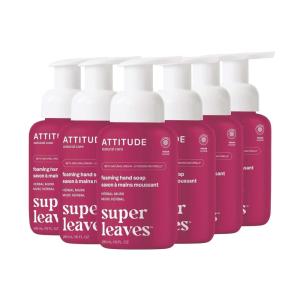 ATTITUDE Foaming Hand Soap, EWG Verified, Plant and Mineral-Based Ingredients, Vegan and Cruelty-free Personal Care Products, Pink Grapefruit, 10 Fl Oz (Pack of 6)(Herbal Musk)