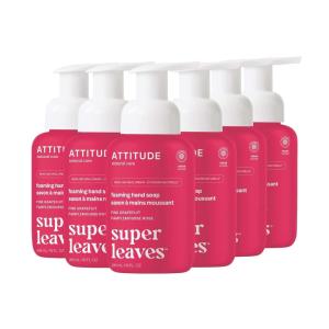 ATTITUDE Foaming Hand Soap, EWG Verified, Plant and Mineral-Based Ingredients, Vegan and Cruelty-free Personal Care Products, Pink Grapefruit, 10 Fl Oz (Pack of 6)(Grapefruit)