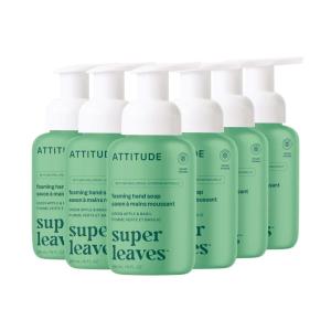 ATTITUDE Foaming Hand Soap, EWG Verified, Plant and Mineral-Based Ingredients, Vegan and Cruelty-free Personal Care Products, Pink Grapefruit, 10 Fl Oz (Pack of 6)(Green Apple & Basil)