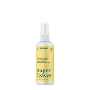 ATTITUDE Hand Sanitizer Spray for Adults and Kids, EWG Verified, Kills Bacteria and Germs, Vegan, Lemon Leaves, 3.38 Fl Oz (Spray Bottle) (Pack of 6)(Lemon Leaves)