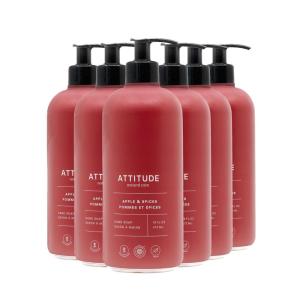 ATTITUDE Liquid Hand Soap, EWG Verified, Plant and Mineral-Based, Vegan Personal Care Products, Earl Grey & Fresh Cucumber Scent, 16 Fl Oz (Pack of 6)(Apple & Spices)