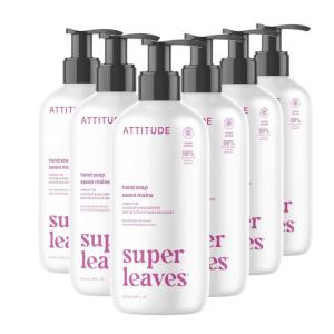 ATTITUDE Liquid Hand Soap, EWG Verified, Plant and Mineral-Based, Vegan Personal Care Products, Earl Grey & Fresh Cucumber Scent, 16 Fl Oz (Pack of 6)(Coconut & Wild Berries)