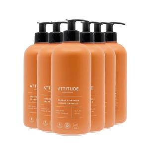 ATTITUDE Liquid Hand Soap, EWG Verified, Plant and Mineral-Based, Vegan Personal Care Products, Earl Grey & Fresh Cucumber Scent, 16 Fl Oz (Pack of 6)(Orange Cinnamon)