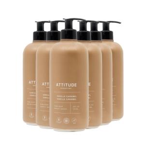 ATTITUDE Liquid Hand Soap, EWG Verified, Plant and Mineral-Based, Vegan Personal Care Products, Earl Grey & Fresh Cucumber Scent, 16 Fl Oz (Pack of 6)(Vanilla Caramel)