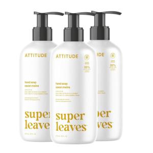 ATTITUDE Liquid Hand Soap, EWG Verified, Plant and Mineral-Based, Vegan Personal Care Products, Orange Blossom & Eucalyptus, 16 Fl Oz (Pack of 3)(Earl Grey & Fresh Cucumber)