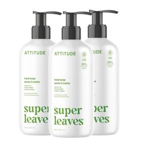 ATTITUDE Liquid Hand Soap, EWG Verified, Plant and Mineral-Based, Vegan Personal Care Products, Orange Blossom & Eucalyptus, 16 Fl Oz (Pack of 3)(Pear & Amber)