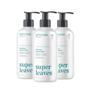 ATTITUDE Liquid Hand Soap, EWG Verified, Plant and Mineral-Based, Vegan Personal Care Products, Orange Blossom & Eucalyptus, 16 Fl Oz (Pack of 3)(Unscented)