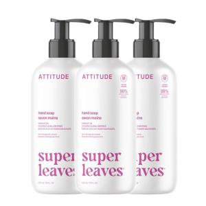 ATTITUDE Liquid Hand Soap, EWG Verified, Plant and Mineral-Based, Vegan Personal Care Products, Orange Blossom & Eucalyptus, 16 Fl Oz (Pack of 3)(White Tea Leaves)