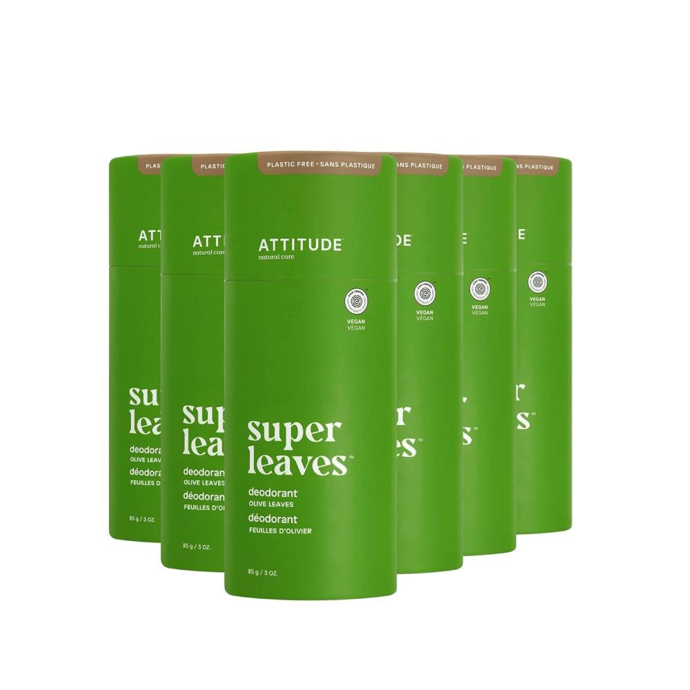 image:imageATTITUDE PlasticFree Deodorant EWG Verified Aluminum Free Vegan Naturally Sourced Body Deodorants for Women amp Men Dermatologically Tested Olive Leaves 85 grams Pack of 1