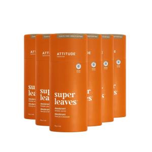 ATTITUDE Deodorant, Plastic-free, Plant- and Mineral-Based Ingredients, Vegan and Cruelty-free Personal Care Products, Orange Leaves, 3 Ounce (Pack of 1)