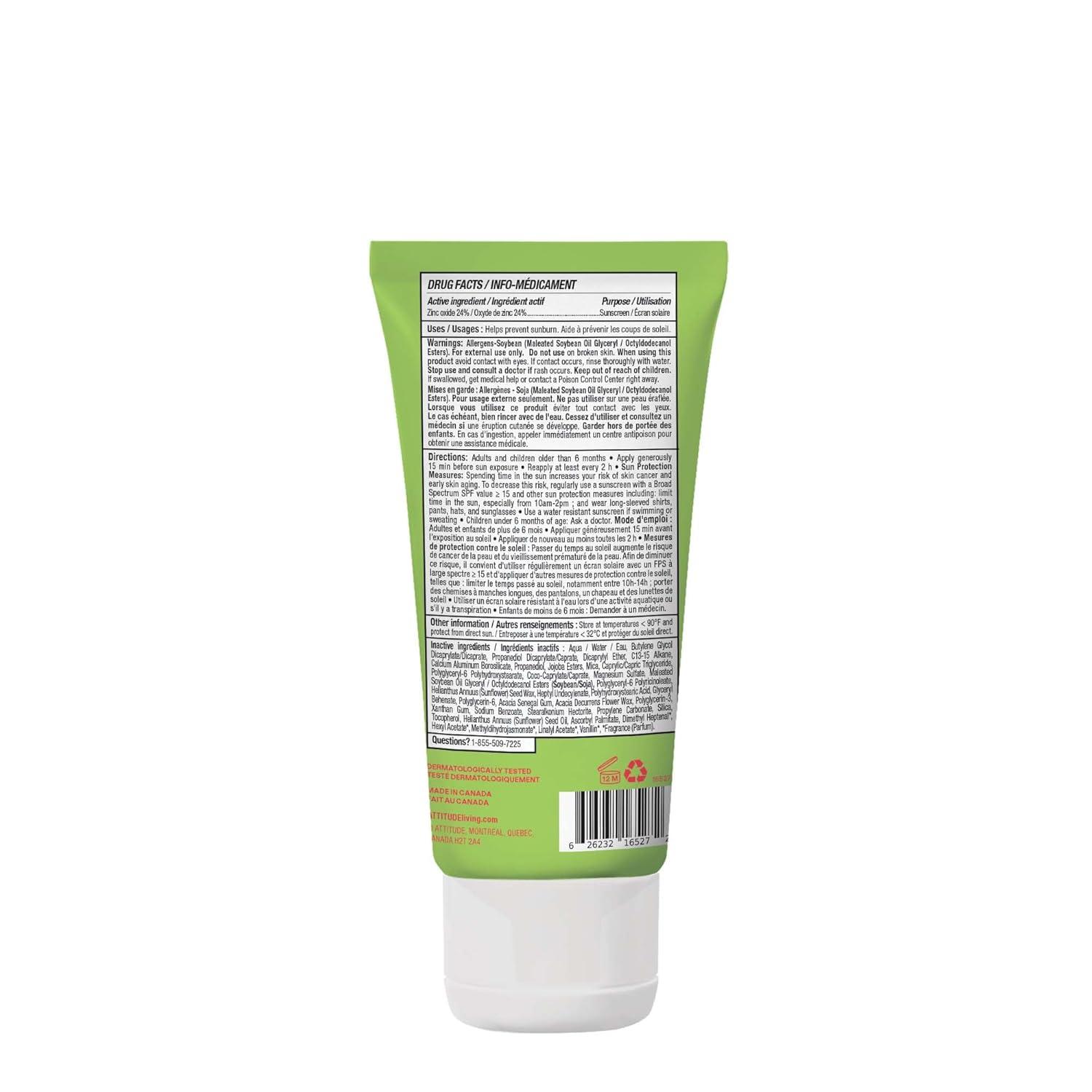 image:imageATTITUDE Kids Mineral Sunscreen SPF 50 Broad Spectrum Zinc Oxide EWG Verified MineralBased NonNano Lightweight Cream for Face amp Body Gentle Formula Unscented 3 OzWatermelon Coco