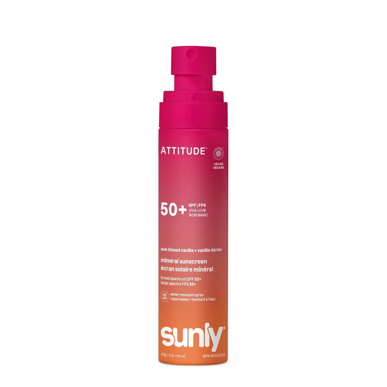 image:imageATTITUDE Mineral Sunscreen Lotion SPF 50 Broad Spectrum Zinc Oxide EWG Verified NonNano WaterResistant 80 Minutes Lightweight amp Lightweight NonGreasy for Face amp Body Vegan Unscented 3 OzSunKissed Vanilla