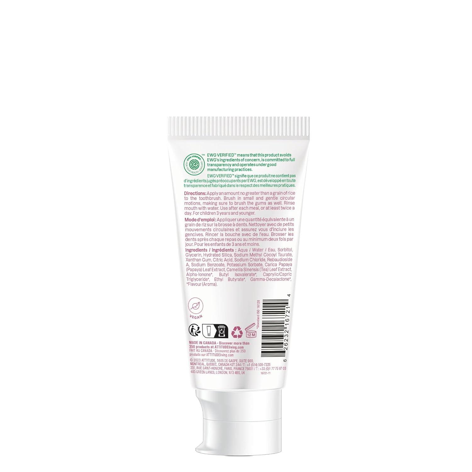 image:imageAttitude Baby and Child FluorideFree Training Toothpaste Naturally Derived Ingredients Vegan EWG Verified Strawberry 26 Oz26 Ounce Pack of 1