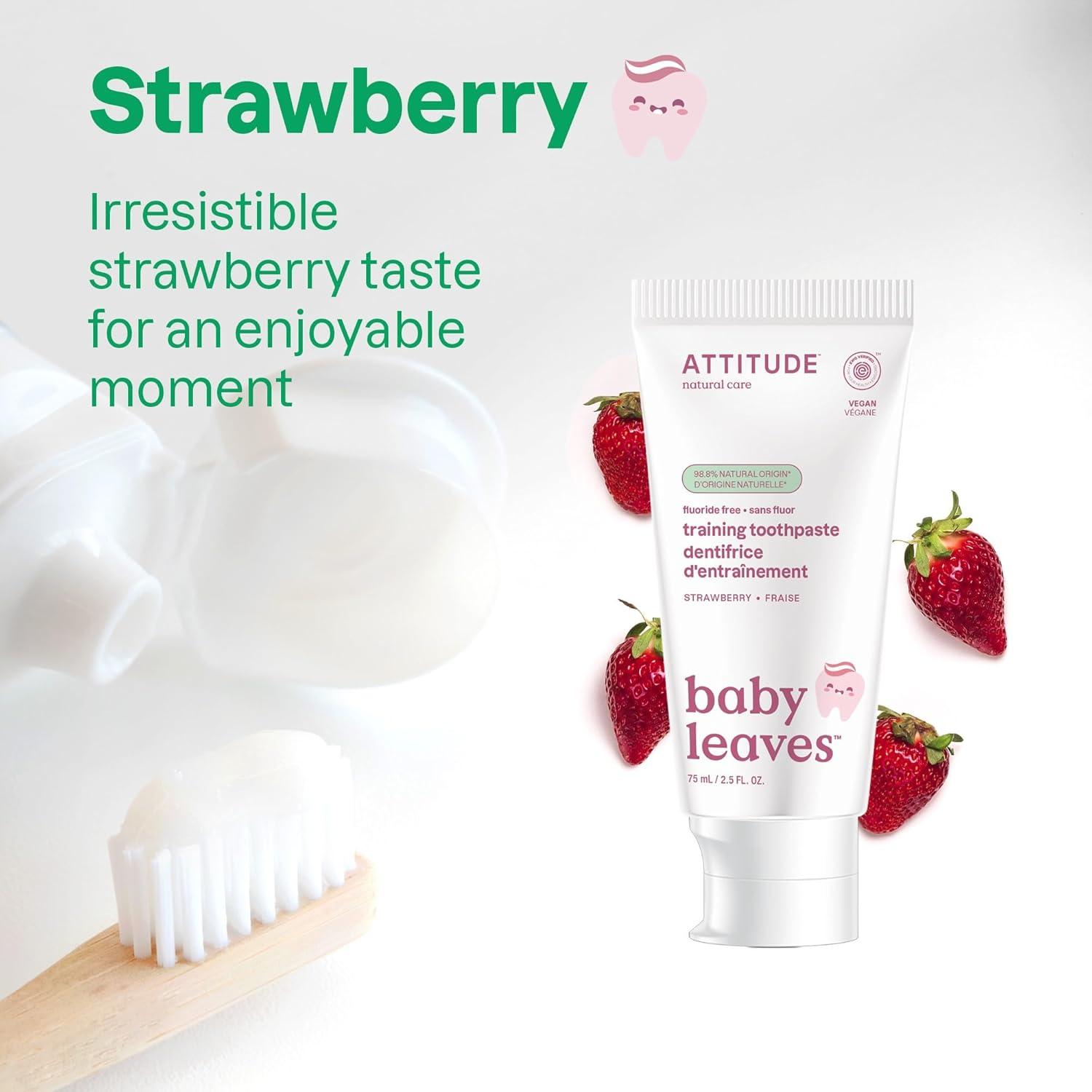 image:imageAttitude Baby and Child FluorideFree Training Toothpaste Naturally Derived Ingredients Vegan EWG Verified Strawberry 26 Oz26 Ounce Pack of 2