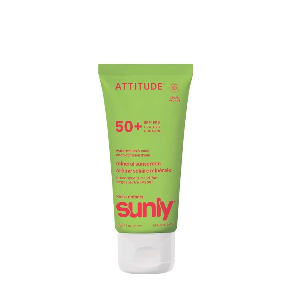 image:imageATTITUDE Kids Mineral Sunscreen SPF 50 Broad Spectrum Zinc Oxide EWG Verified MineralBased NonNano Lightweight Cream for Face amp Body Gentle Formula Unscented 3 OzWatermelon  Coco