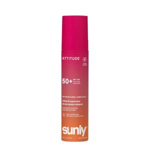 ATTITUDE Mineral Sunscreen Lotion SPF 50, Broad Spectrum Zinc Oxide, EWG Verified, Non-Nano, Water-Resistant 80 Minutes, Lightweight & Lightweight Non-Greasy for Face & Body, Vegan, Unscented, 3 Oz(Sun-Kissed Vanilla)