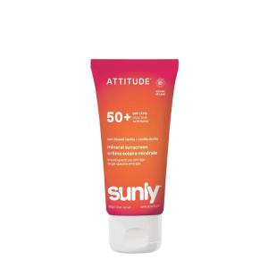 ATTITUDE Mineral Sunscreen SPF 50, Broad Spectrum Zinc Oxide, EWG Verified, Mineral-Based, Non-Nano, Lightweight Cream, Vegan, Sun-Kissed Vanilla Scent, 3 Oz(Sun-Kissed Vanilla)