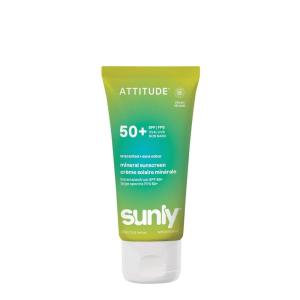 ATTITUDE Mineral Sunscreen SPF 50, Broad Spectrum Zinc Oxide, EWG Verified, Mineral-Based, Non-Nano, Lightweight Cream, Vegan, Sun-Kissed Vanilla Scent, 3 Oz(Unscented)