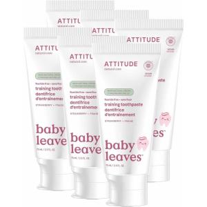 Attitude Baby & Child Fluoride-Free Training Toothpaste, Natural, Vegan, EWG Verified, Strawberry, 2.6 Oz (Pack of 6)(2.6 Ounce (Pack of 6))