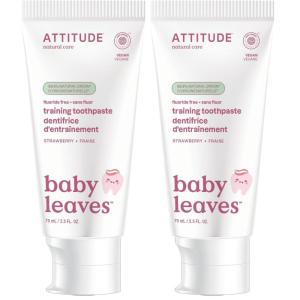 Attitude Baby and Child Fluoride-Free Training Toothpaste, Naturally Derived Ingredients, Vegan, EWG Verified, Strawberry, 2.6 Oz(2.6 Ounce (Pack of 2))