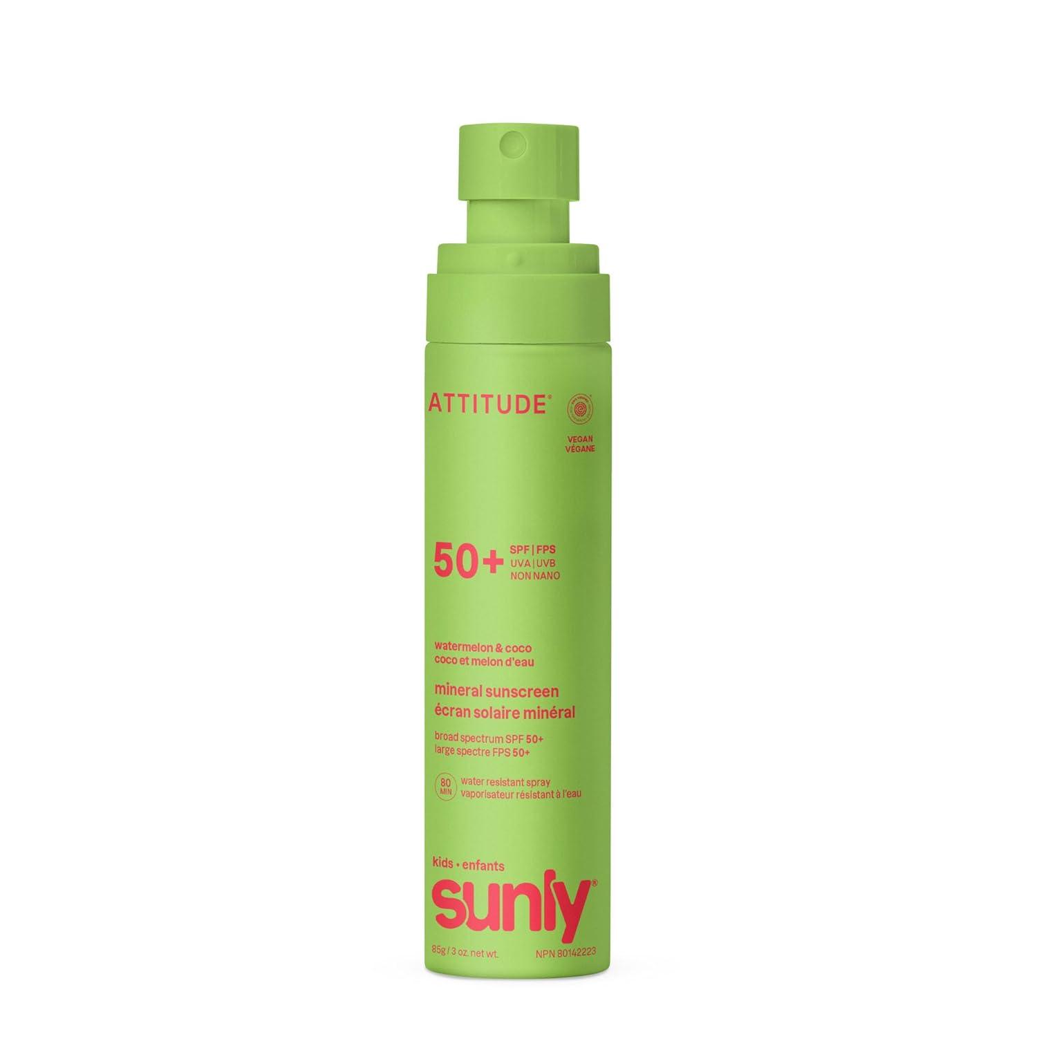 image:imageATTITUDE Kids Mineral Sunscreen Lightweight Lotion SPF 50 Broad Spectrum Zinc Oxide EWG Verified NonNano WaterResistant NonGreasy for Face amp Body Unscented 3 OzWatermelon Coco