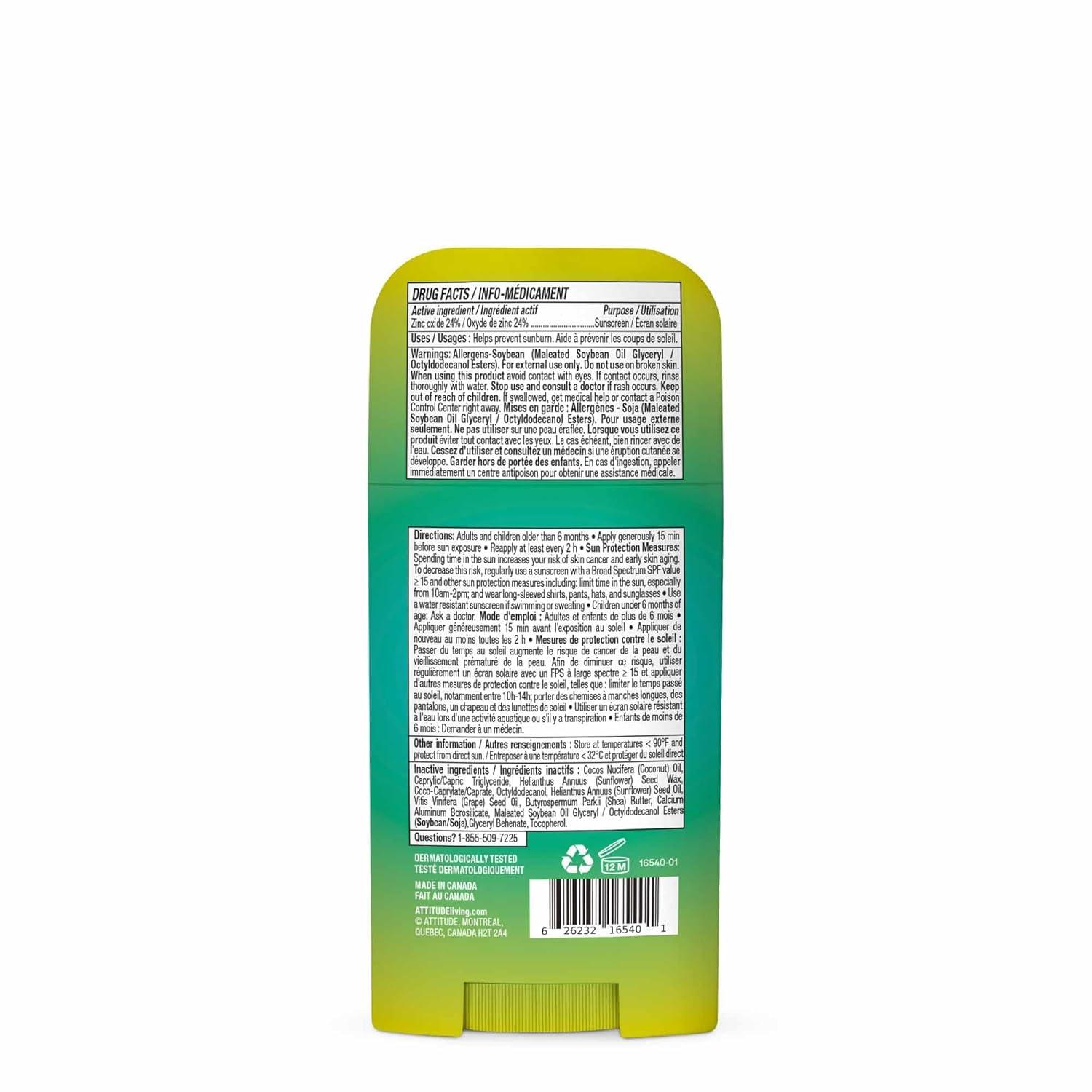 image:imageATTITUDE Mineral Sunscreen Stick SPF 50 Broad Spectrum Zinc Oxide EWG Verified NonNano MessFree Stick for Face amp Body Lightweight NonGreasy Vegan SunKissed Vanilla Scent 2 OzUnscented
