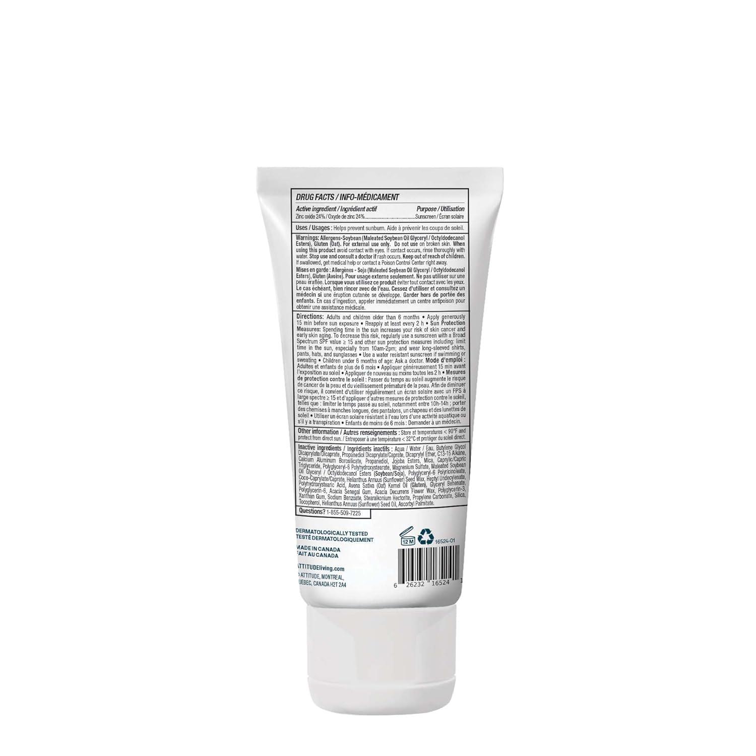image:imageATTITUDE Sensitive Skin Baby Mineral Sunscreen SPF 50 Broad Spectrum Zinc Oxide EWG Verified MineralBased NonNano Lightweight Cream for Face amp Body Unscented 3 Oz