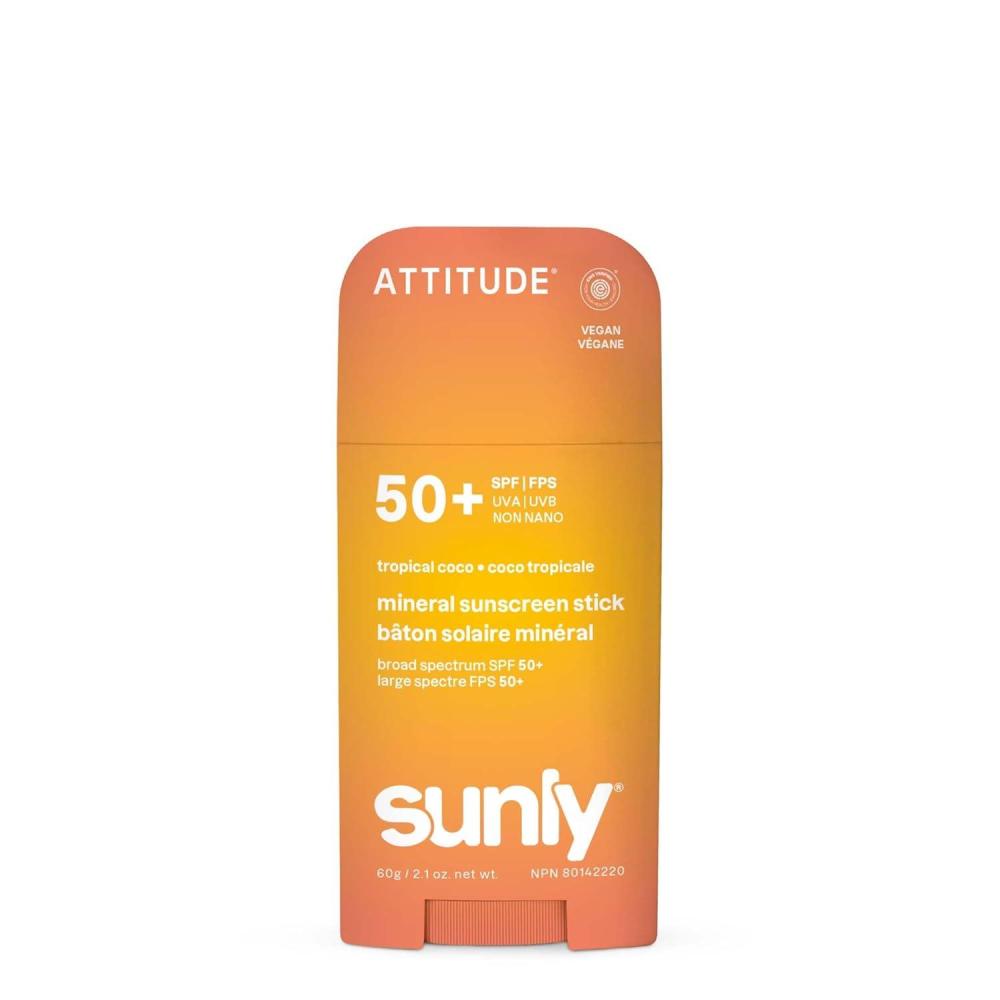 image:imageATTITUDE Mineral Sunscreen Stick SPF 50 Broad Spectrum Zinc Oxide EWG Verified NonNano MessFree Stick for Face amp Body Lightweight NonGreasy Vegan SunKissed Vanilla Scent 2 OzTropical Coco