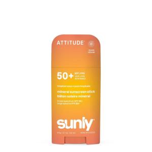 ATTITUDE Mineral Sunscreen Stick SPF 50, Broad Spectrum Zinc Oxide, EWG Verified, Non-Nano, Mess-Free Stick for Face & Body, Lightweight Non-Greasy, Vegan, Sun-Kissed Vanilla Scent, 2 Oz(Tropical Coco)