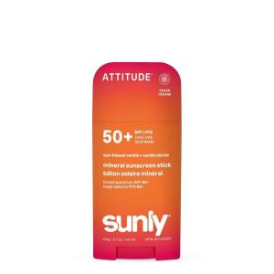 ATTITUDE Mineral Sunscreen Stick SPF 50, Broad Spectrum Zinc Oxide, EWG Verified, Non-Nano, Mess-Free Stick for Face & Body, Lightweight Non-Greasy, Vegan, Sun-Kissed Vanilla Scent, 2 Oz(Sun-Kissed Vanilla)