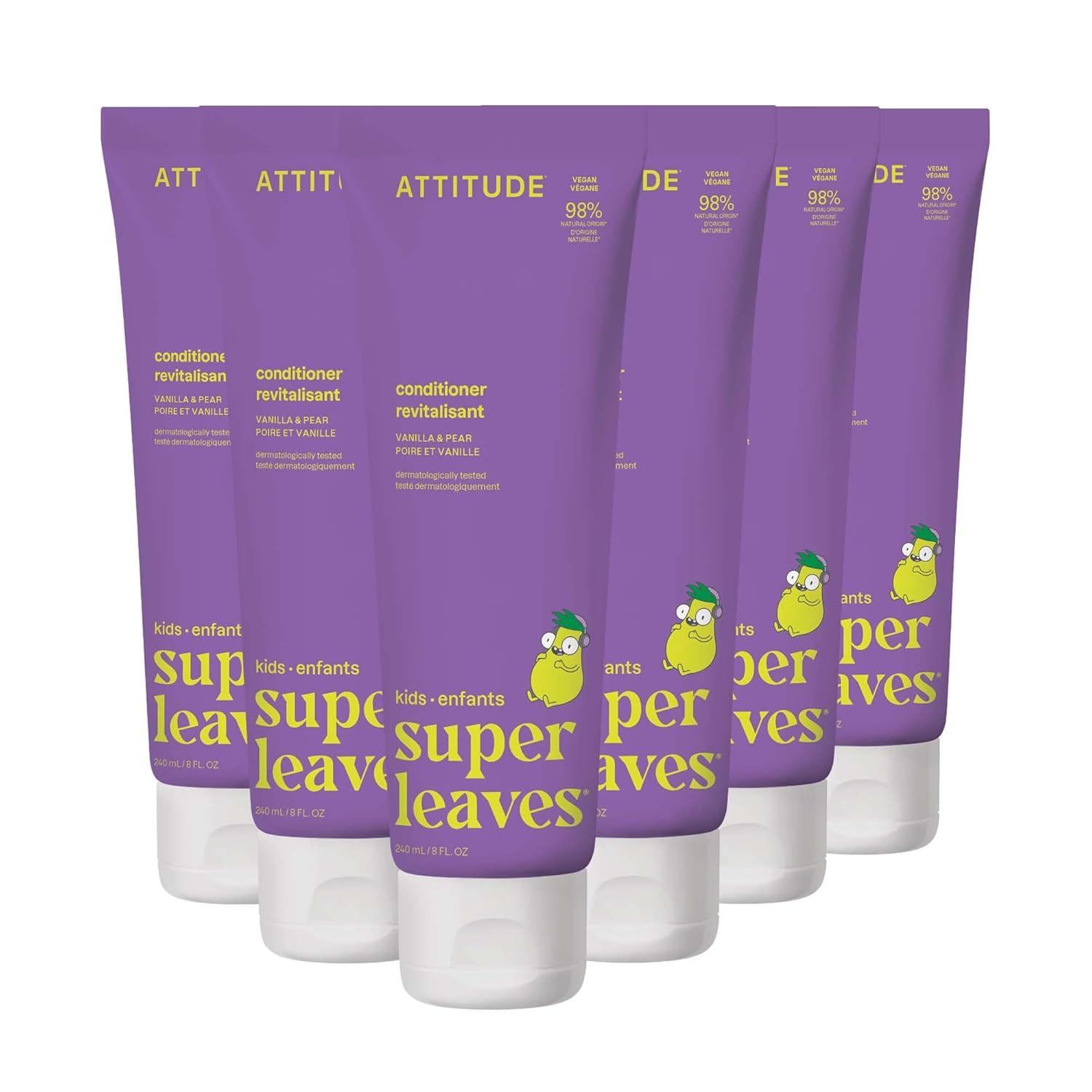 image:imageATTITUDE Natural Conditioner for Kids Hypoallergenic Vegan Plant and MineralBased Vegan and Crueltyfree Watermelon amp Coco 8 Fl OzVanilla Pear