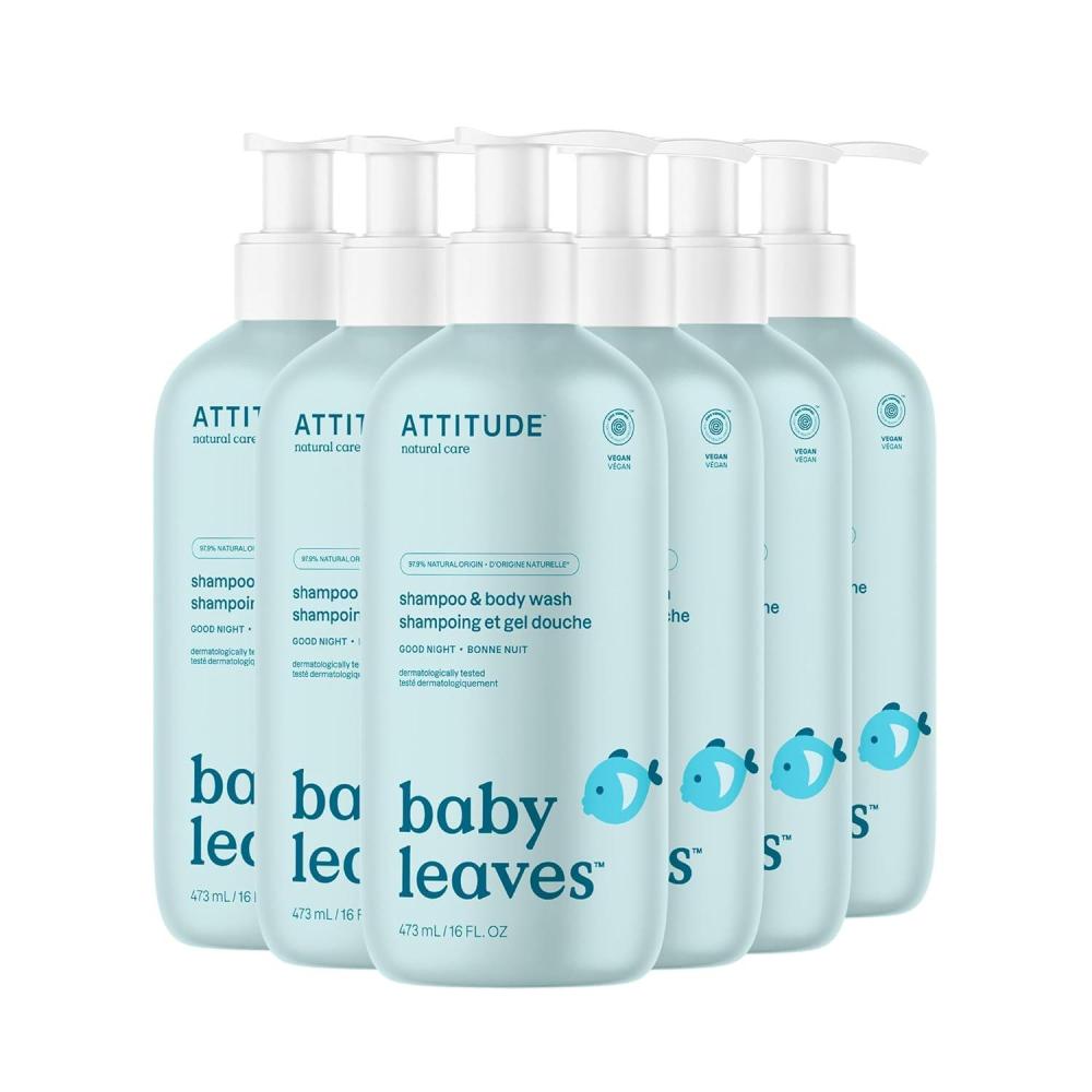 image:imageATTITUDE 2in1 Shampoo and Body Wash for Baby EWG Verified Dermatologically Tested Vegan Good Night 16 Fl Oz Pack of 6Good Night