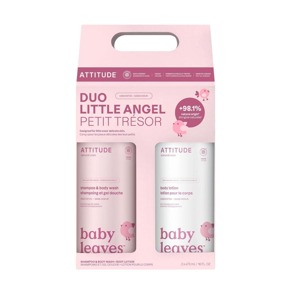 image:imageATTITUDE Baby 2in1 Shampoo amp Body Wash and Baby Lotion Set EWG Verified Dermatologically Tested Soap and Moisturizing Cream Vegan Unscented 16 Fl Oz eachUnscented