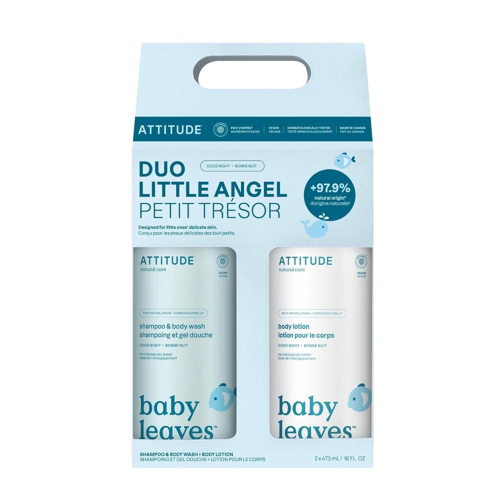 image:imageATTITUDE Baby 2in1 Shampoo amp Body Wash and Baby Lotion Set EWG Verified Dermatologically Tested Soap and Moisturizing Cream Vegan Unscented 16 Fl Oz eachGood Night