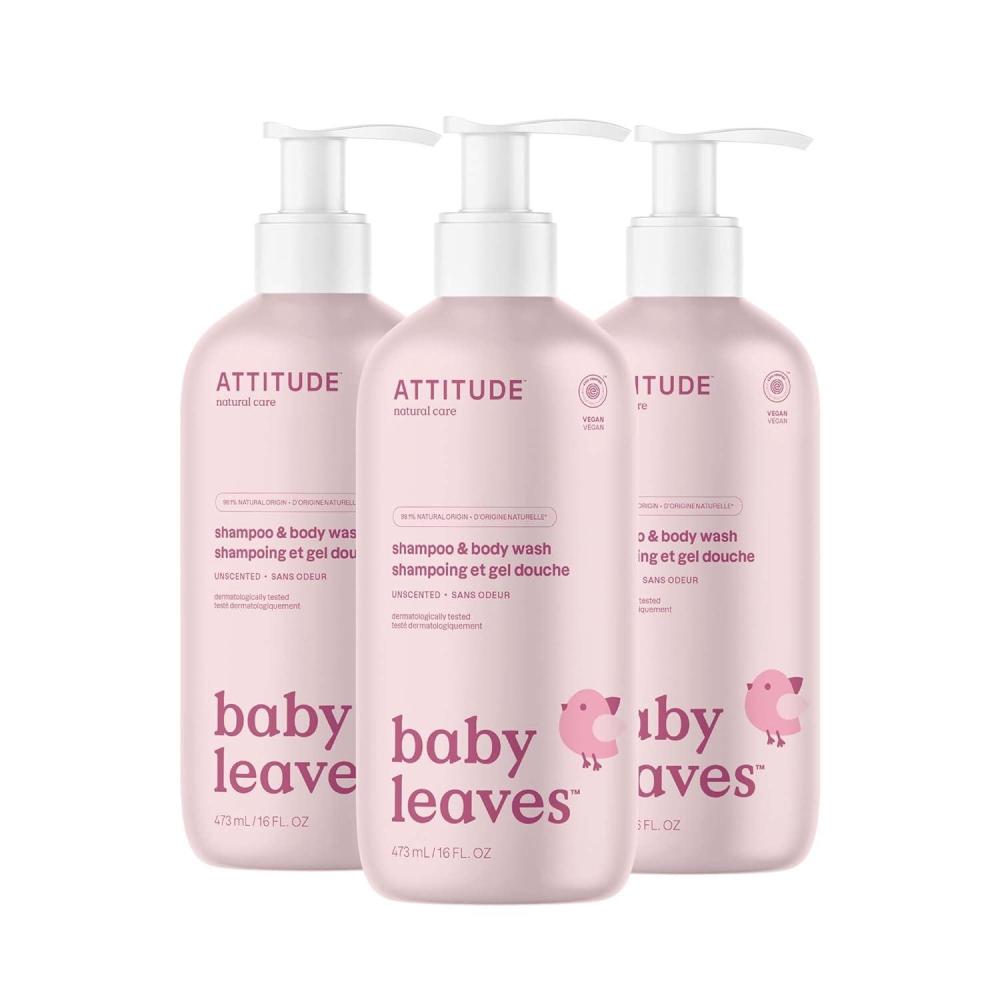 image:imageATTITUDE Baby 2in1 Shampoo and Body Wash EWG Verified Dermatologically Tested Vegan Unscented 16 Fl Oz Pack of 3