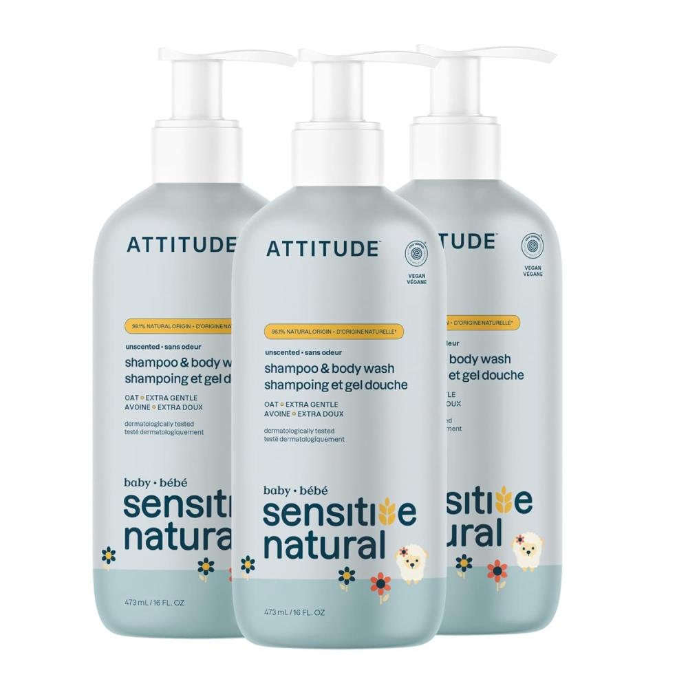 image:imageATTITUDE Baby 2in1 Shampoo and Body Wash EWG Verified Plant and MineralBased Ingredients Vegan Products for Sensitive Skin Unscented 16 Fl Oz Pack of 3