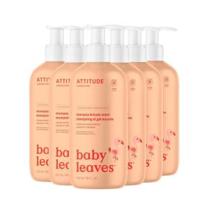 ATTITUDE 2-in-1 Shampoo and Body Wash for Baby, EWG Verified, Dermatologically Tested, Vegan, Good Night, 16 Fl Oz (Pack of 6)(Orange & Pomegranate)