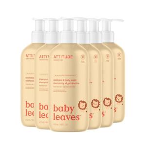 ATTITUDE 2-in-1 Shampoo and Body Wash for Baby, EWG Verified, Dermatologically Tested, Vegan, Good Night, 16 Fl Oz (Pack of 6)(Pear Nectar)