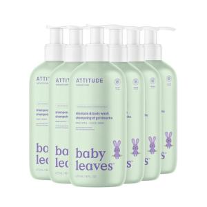 ATTITUDE 2-in-1 Shampoo and Body Wash for Baby, EWG Verified, Dermatologically Tested, Vegan, Good Night, 16 Fl Oz (Pack of 6)(Sweet Apple)