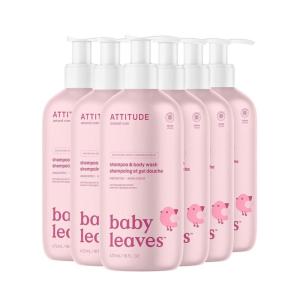 ATTITUDE 2-in-1 Shampoo and Body Wash for Baby, EWG Verified, Dermatologically Tested, Vegan, Good Night, 16 Fl Oz (Pack of 6)(Unscented)